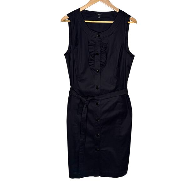 Talbots Size 16 Sleeveless Ruffle Front Black Button Up Shirt Dress - Picture 1 of 8